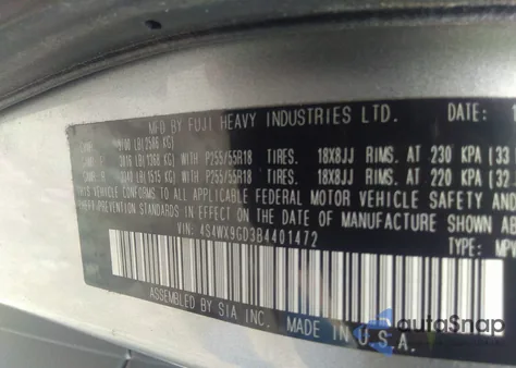 2011 Subaru Tribeca 3.6R Limited from USA, damaged, VIN 4S4WX9GD3B4401472